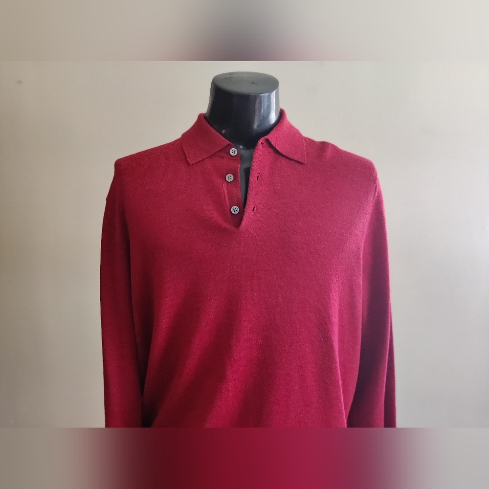 Classic Burgundy Merino Wool knit Men's Polo